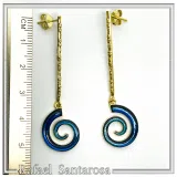 Blue Enamel Boho Spiral Symbol of Galaxy Drop Earrings: Sterling Silver Gold-Filled dangle Earrings