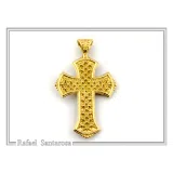 Byzantine Filigree Cross: 18k Solid Yellow Gold Greek Orthodox Religious Baptism Cross Pendant