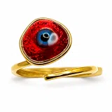 Handmade Enamel Evil Eye Talisman Adjustable Ring: 18k Gold Filled Sterling Silver