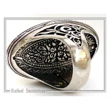 Natural Lapis Lazuli Big Byzantine Ring: Oxidized & 18k Gold Filled Sterling Silver