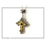 Natural Lapis Lazuli Byzantine Religious Cross: Oxidized Sterling Silver and 18K Gold Filled
