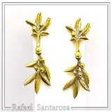 18K Gold Filled Sterling Silver Olive Branch Dangle Earrings: Floral Olive Greek Jewelry
