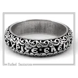 Orthodox Christian Prayer Ring: Lord Jesus Christ Have Mercy. Religious Band Oxidized Sterling Silver