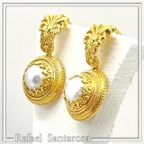 Ancient Greek Antefix Pearl Earrings: Sterling Silver 18K Gold-Filled Filigree jewelry