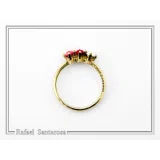 Sculptured Alabaster Rose Flowers Floral Statement Ring: 18K Gold-Filled Sterling Silver