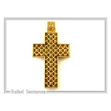 Byzantine Filigree Orthodox Christian Religious Baptism Cross Pendant 18K Solid Gold Cross