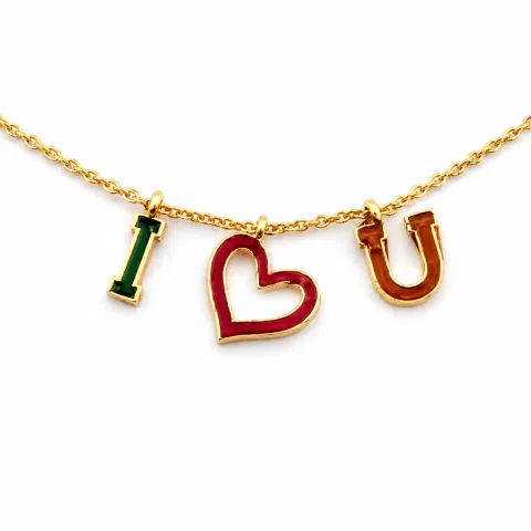 Personalized "I Love You" Red Heart Necklace: Sterling Silver 18K Gold Filled, Red Enamel
