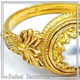 Sterling Silver Gold Filled Freshwater Pearl Ring Ancient Greek Antefix Filigree Design Handmade