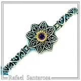 Natural Amethyst Byzantine Star Bracelet: Oxidised Sterling Silver, 18K Gold Filled Bezel
