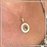 Ancient Greek Prayer Hymn to God Sun Pendant: 18k Gold Filled Silver, Sculptured Marble