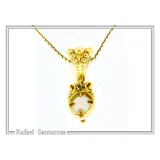 Natural Pearl Necklace: Byzantine Filigree 18K Gold-Filled Pendant