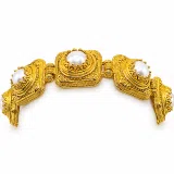 Freshwater Pearl Ancient Greek Way Filigree Beaded Bracelet: Sterling Silver 18K Gold Filled