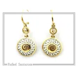 Handmade Marble Greek Key Spiral Dangle Earrings: Sterling Silver 18K Gold-Filled