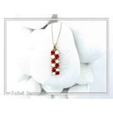Handmade Rose Flowers Gems Pave Pendant: 18 K Gold-Filled Sterling Silver Beaded Floral Necklace
