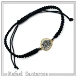 Athena Owl Ancient Greek Tetradrachm Coin Bracelet: Oxidized & Gold Filed Sterling Silver, Macramé Cord