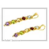 Byzantine Filigree Multi Gemstone Dangle Beaded Earrings: 18k Gold-Filled Sterling Silver