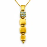 Sterling Silver Gold Filled Sky Blue Topaz Dangle Pendant Art Deco Handmade Necklace