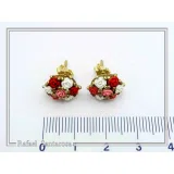 Floral Rose Flowers Shaped Alabaster Gems Stud Earrings: Bouquet of roses Silver Earrings