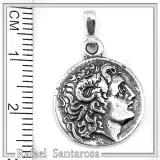 Ancient Greek sterling silver tetradrachm pendant with deified Alexander the Macedon, Lysimachus coin museum replica