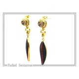 Olive Leaf Floral Dangle & Drop Earrings: Transparent Enamel, Natural Garnet, 18K Gold Filled Silver