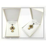 Natural Lapis Lazuli Imperial Byzantine Big Size Cross Necklace: Oxidized & 18K Gold Filled Silver