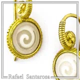 Greek Spiral Marble Engraved Earrings: 18K Gold-Filled Sterling Silver Greek Museum Replica