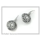 Lapis Lazuli Earrings Byzantine Ornaments Decorated with Filigree Bezel: Oxidized and Gold-Filled Sterling Silver