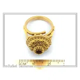 18k Solid Gold Byzantine Natural Gemstone Filigree Statement Ring: Handmade Boho Ring For Her