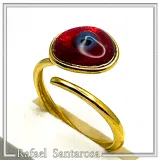 Handmade Enamel Evil Eye Talisman Adjustable Ring: 18k Gold Filled Sterling Silver