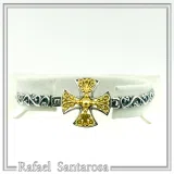 Byzantine Filigree Cross Bracelet: Oxidized and 18K Gold Filled Sterling Silver