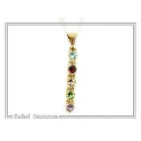 Filigree Natural Gemstones Pendant with Byzantine ornaments on bezel: 18K Gold-Filled Sterling Silver