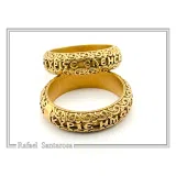 Orthodox Religious "Jesus Have Mercy" Prayer Ring: Byzantine Solid Gold Wedding Band