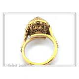 18k Solid Gold Byzantine Natural Gemstone Filigree Statement Ring: Handmade Boho Ring For Her