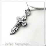 Reliquary Russian Type Cross Byzantine Cyrillic Prayer Pendant: Oxidised Sterling Silver Locket