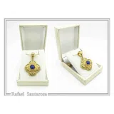 Natural Lapis Lazuli Byzantine Filigree Cross Pendant: 18K Gold-Filled Sterling Silver