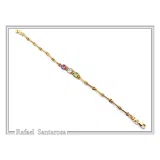 Amethyst, Topaz, Peridot, Garnet, Citrine Gemstone Beaded Bracelet: Sterling Silver 18K Gold Filled