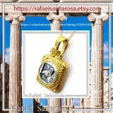 Athena Owl Tetradrachm Coin Ancient Greek Style Necklace: Oxidized Sterling Silver & 18K Gold filled