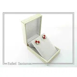Rose Flowers minimal Stud Earrings: Red and White Alabaster Flowers, Sterling Silver 18K Gold-Filled