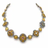 Handmade Byzantine Necklace Sterling Silver Oxidized 18K Gold Filled Topaz Amethyst Peridot Garnet Jewelry