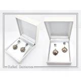 Byzantine Genuine Gemstones Silver Earrings: 18K Gold Filled Filigree on oxidised silver base