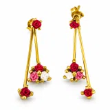 Red Rose Dangle Earrings: 18K Gold Filled Sterling Silver Floral Bouquet