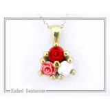 Handmade Rose flowers Pendant Necklace: 18K Gold-Filled Sterling Silver Floral Charm for girls