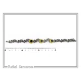 Natural Lapis Lazuli Olive Leaf Floral Beaded Bracelet: Oxidized and 18K Gold Filled Silver