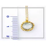 Natural Sky-Blue Topaz Pendant: Floral Bezel 18K Gold-Filled Sterling Silver Charm