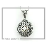 Byzantine natural Pearl Pendant: Oxidized Sterling Silver and Gold-Filled Filigree Necklace