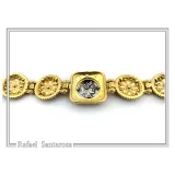 Tetradrachm Owl Coin Ancient Greek style Beaded Bracelet: 18k Gold Filled & Oxidized Sterling Silver