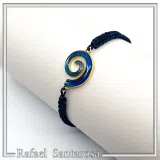 Blue Enamel Spiral Eternity Symbol Macrame Cord Charm Bracelet: 18K Gold Filled Sterling Silver