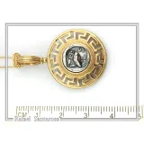 Athenian Owl Coin Pendant: 18k Gold-Filled Sterling Silver Greek Key Necklace