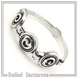 Spiral Eternity Symbol Beaded Ring: Handmade Oxidized Sterling Silver