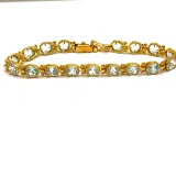 Genuine Brilliant cut Topaz Beaded Tennis Bracelet: 18K Gold Filled Byzantine Filigree Bracelet